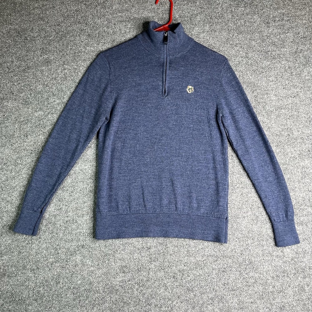 Ted Baker Tooting Wool Sweater Size 4 Blue 1/4 Zip Pullover